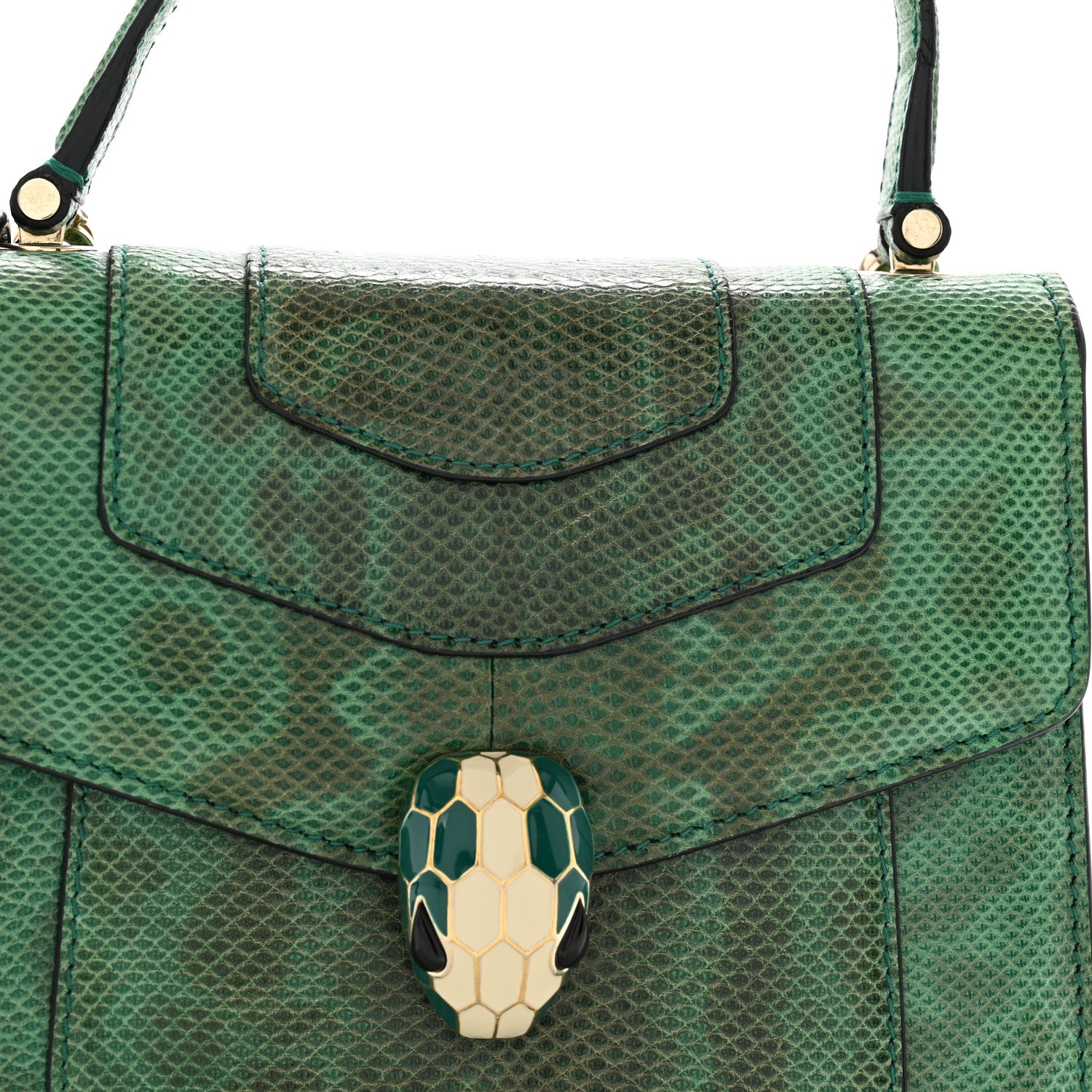 Bulgari Shiny Karung Serpenti Forever Top Handle Green 10 of 14