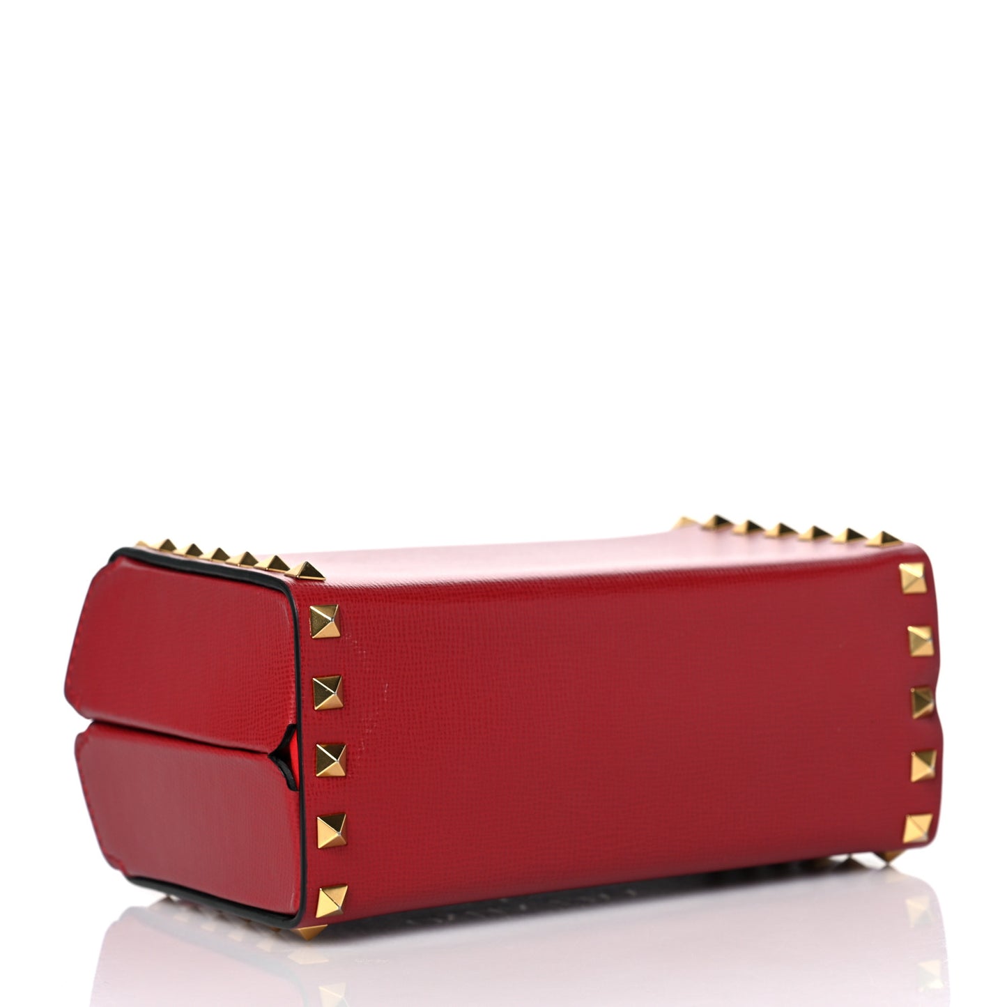 Grainy Calfskin Rockstud Alcove Box Top-Handle Bag Rouge Pur