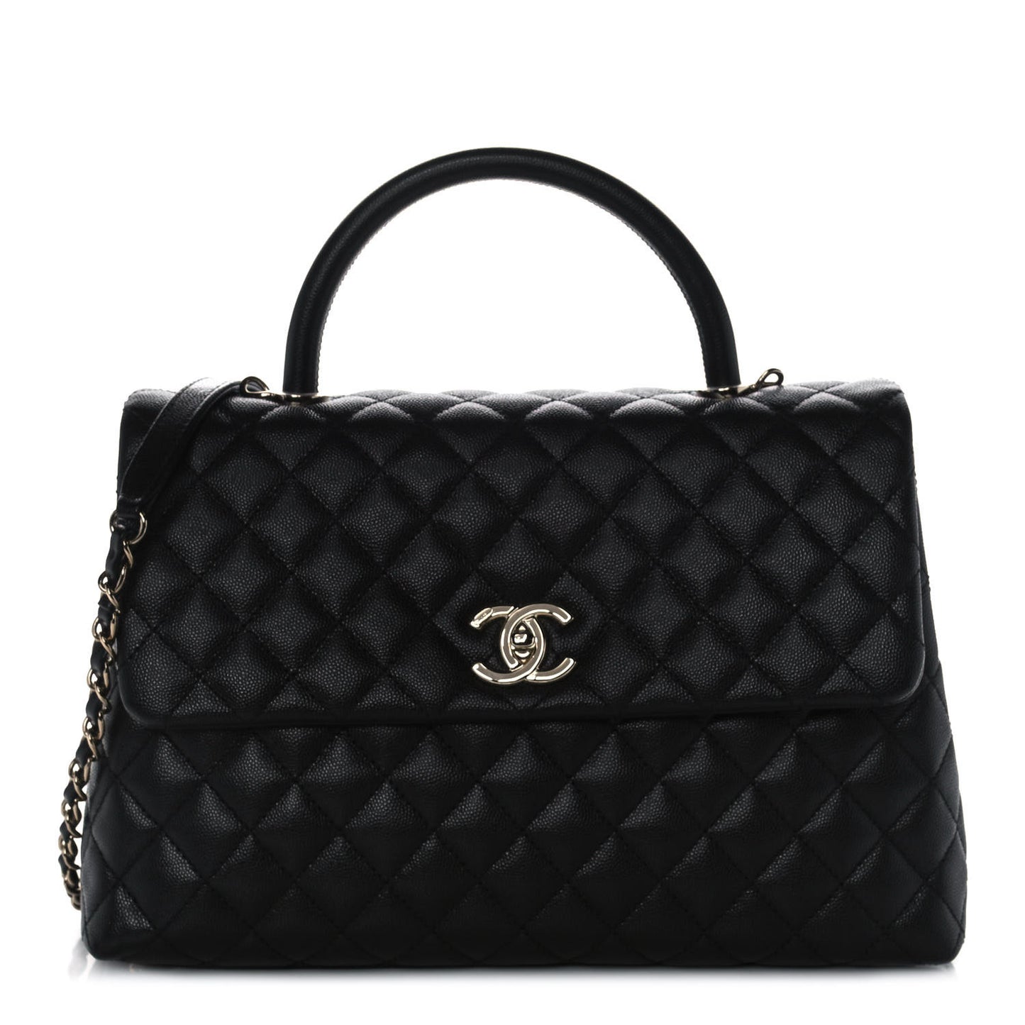 Caviar Quilted Medium Coco Handle Flap Black
