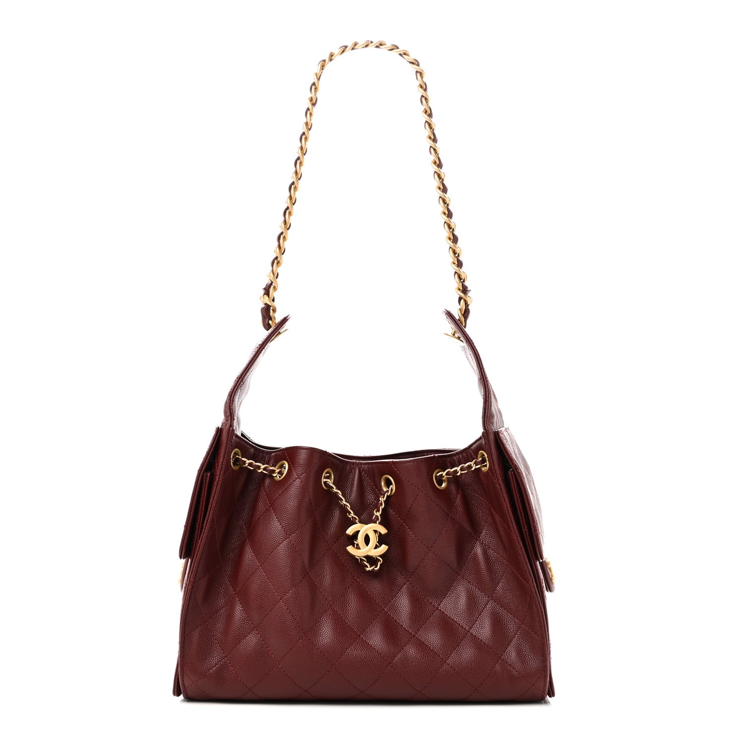 Caviar Quilted Small Chanel 25 Handbag Burgundy