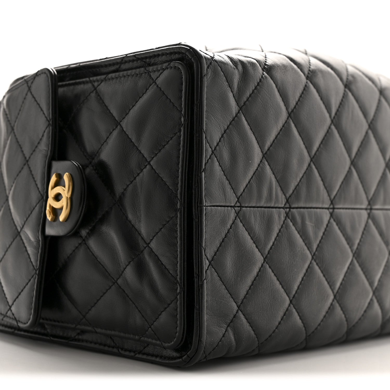 Chanel Shiny Crumpled Calfskin Quilted Medium Chanel 25 Handbag Black 16 of 21