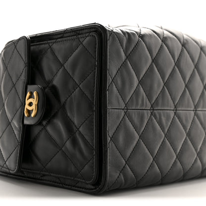 Chanel Shiny Crumpled Calfskin Quilted Medium Chanel 25 Handbag Black 16 of 21