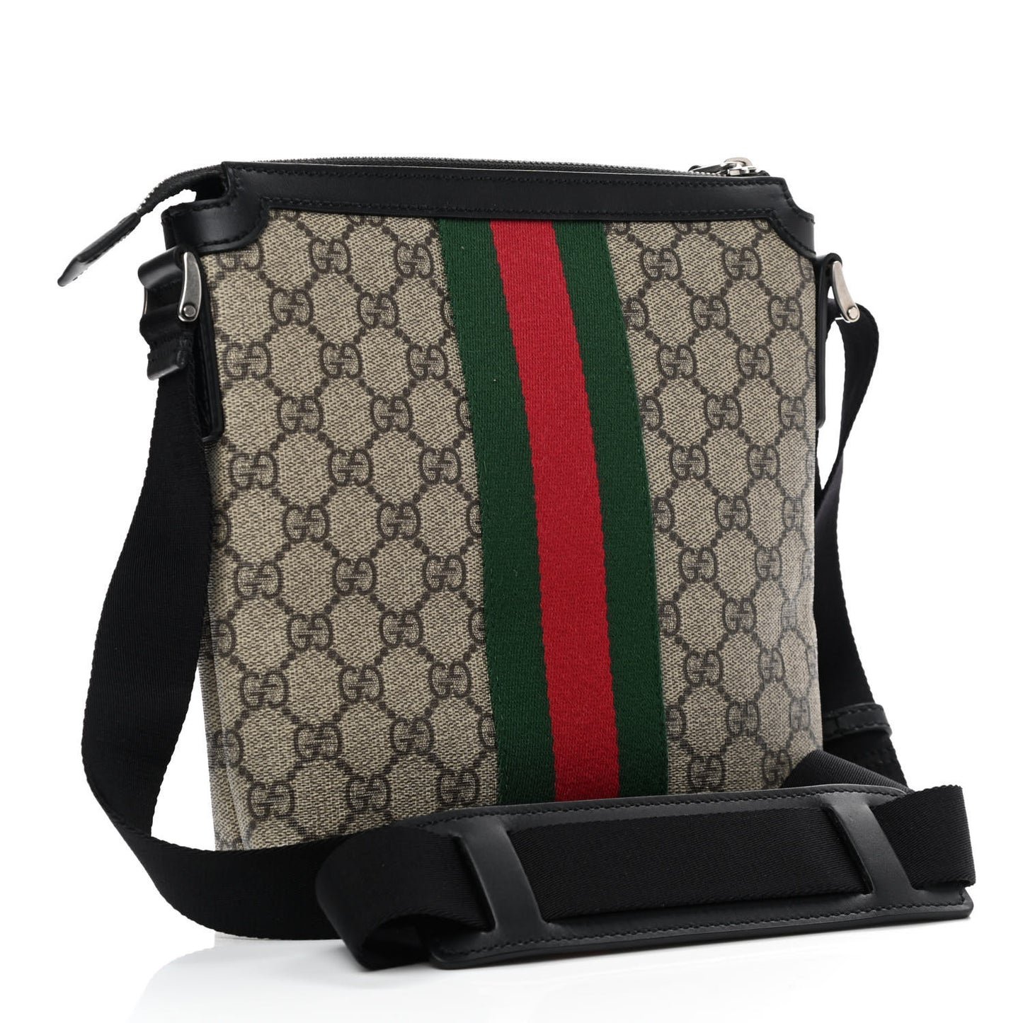 GG Supreme Monogram Web Messenger Bag Black