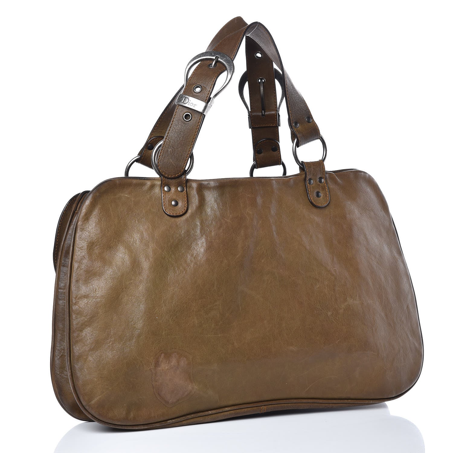 Christian Dior Calfskin Medium Gaucho Double Saddle Bag Green 3 of 19