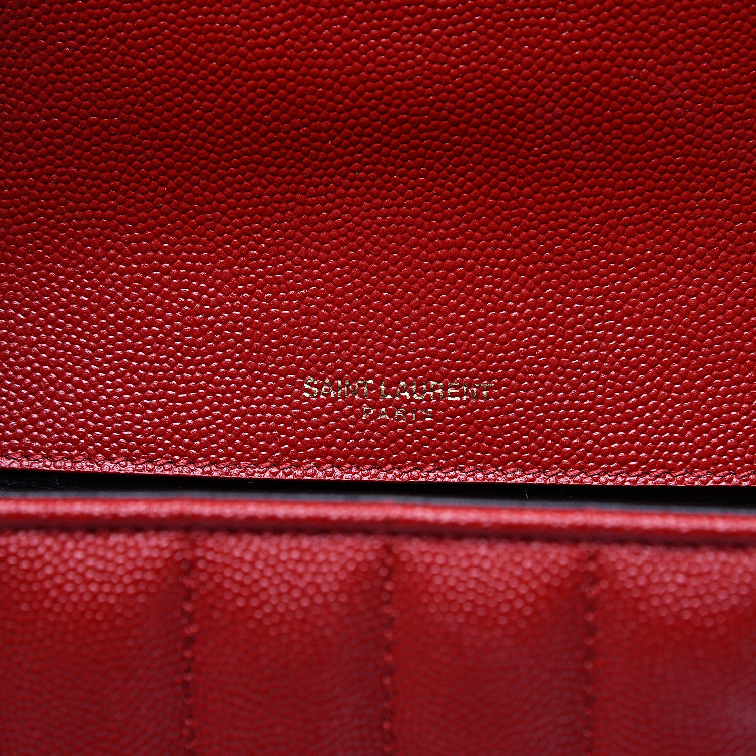 Saint Laurent Grain De Poudre Matelasse Monogram Medium Vicky Chain Bag Red 5 of 10