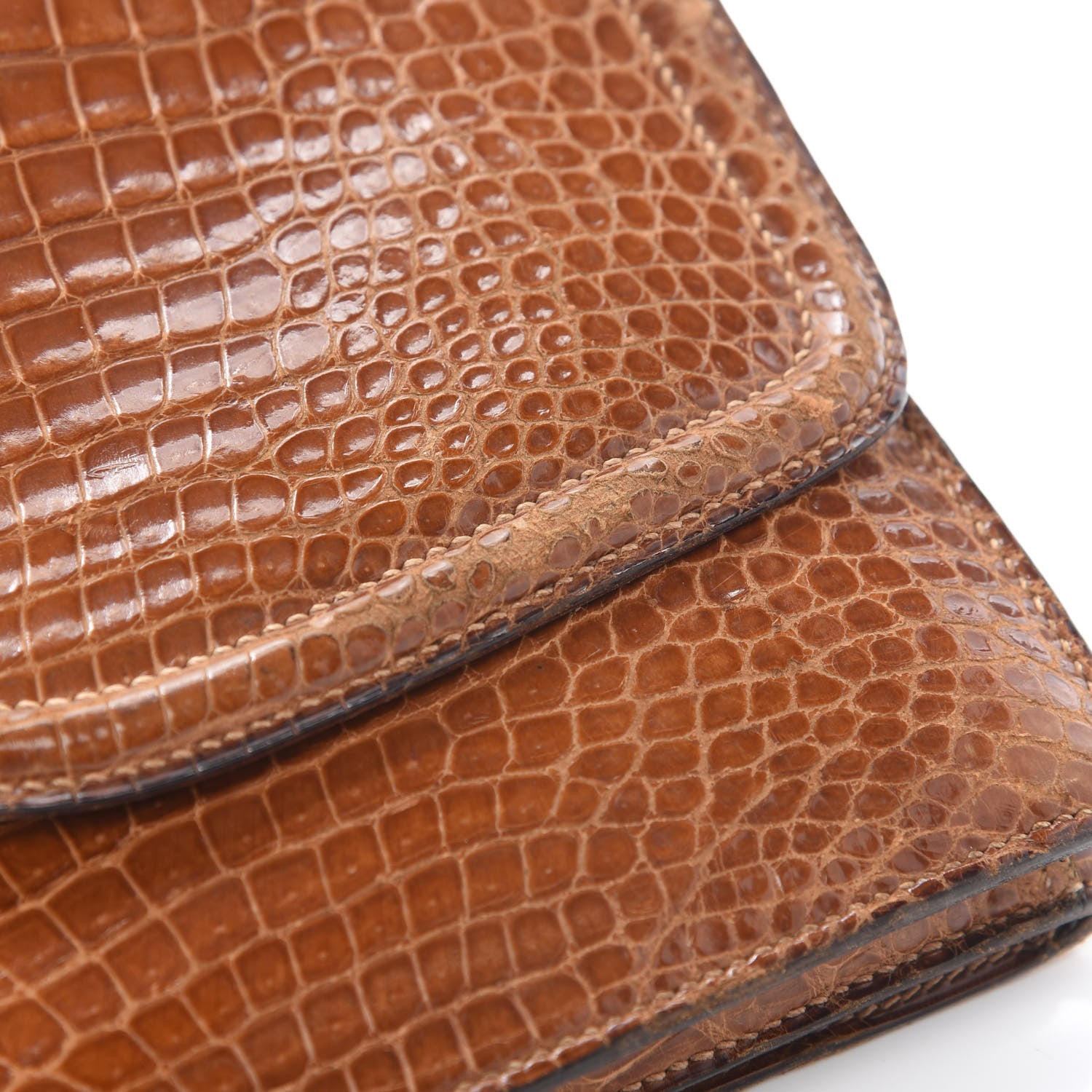 Hermes Shiny Porosus Crocodile Sac Chaine d Ancre Fauve 9 of 14