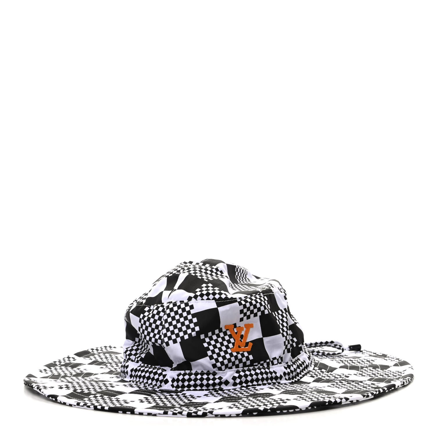 Louis Vuitton Fabric Damier Printed LV Hat 60 Black White 1 of 6