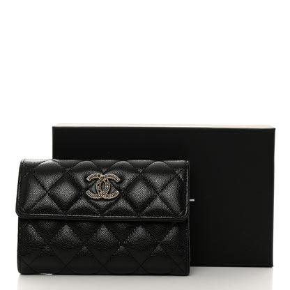 Chanel Caviar Quilted Crystal CC Medium Flap Wallet Black 9 of 9