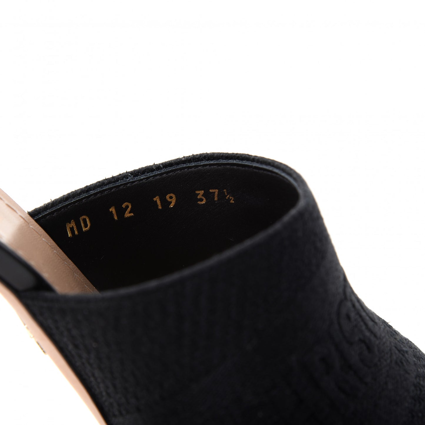 Cotton Embroidered Dway 85mm Slide Sandals 37.5 Black
