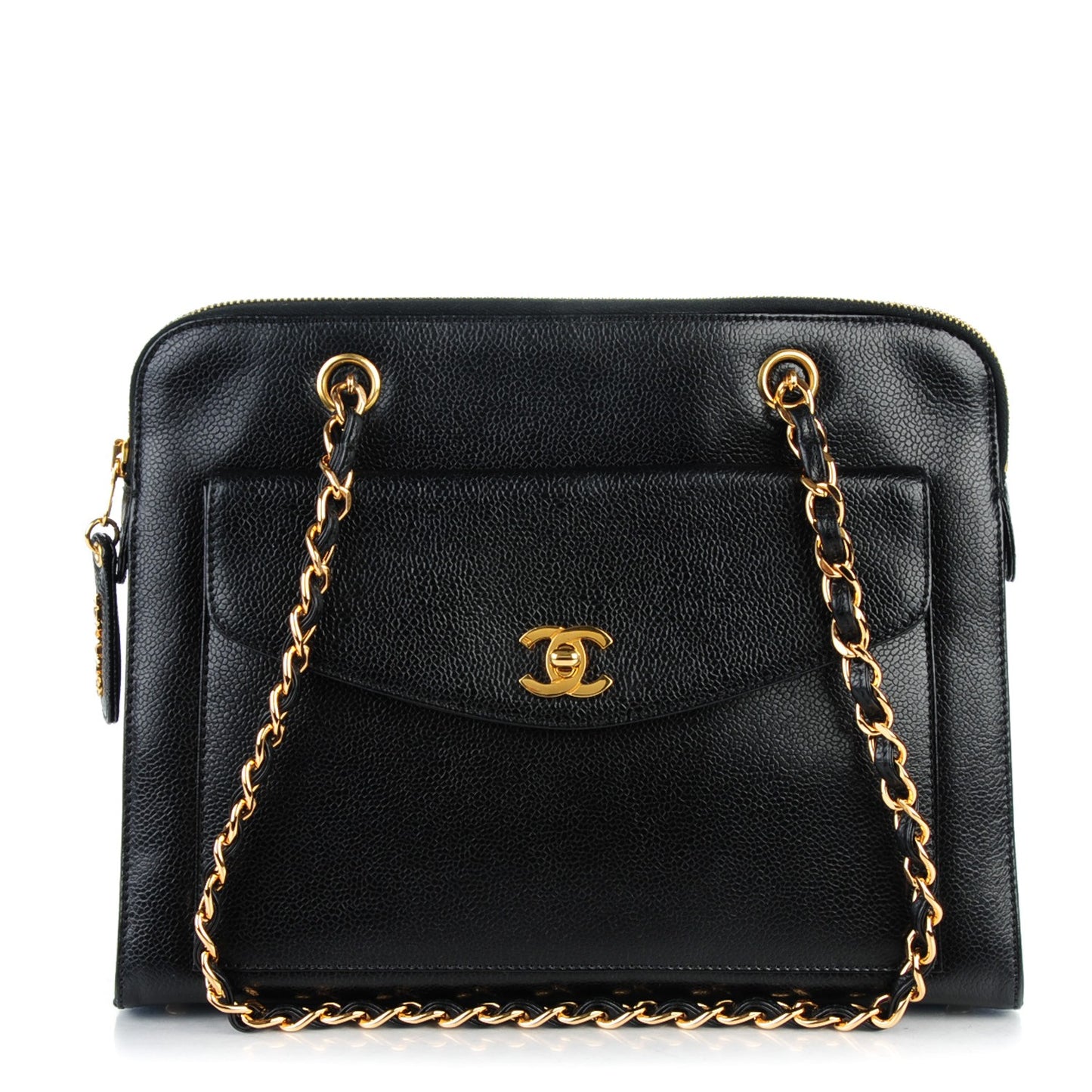 Caviar Flap Shoulder Bag Black