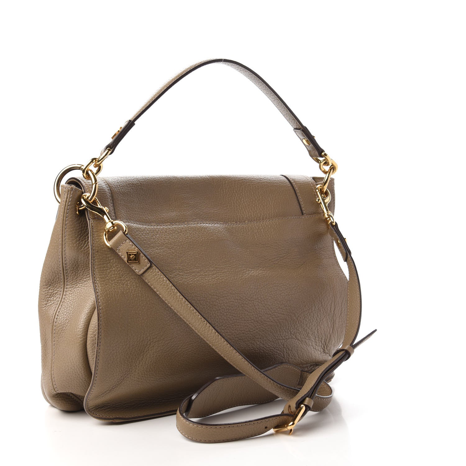 MCM Calfskin Studded Shoulder Bag Beige 3 of 13