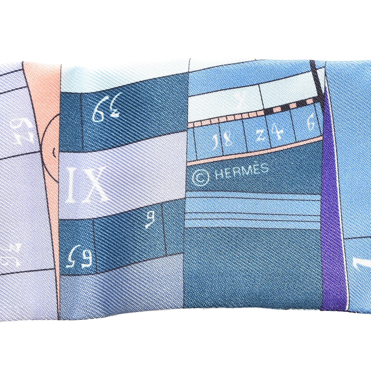 Hermes Silk Astrologie Nouvelle Twilly Ultraviolet Bleu Corail 3 of 3
