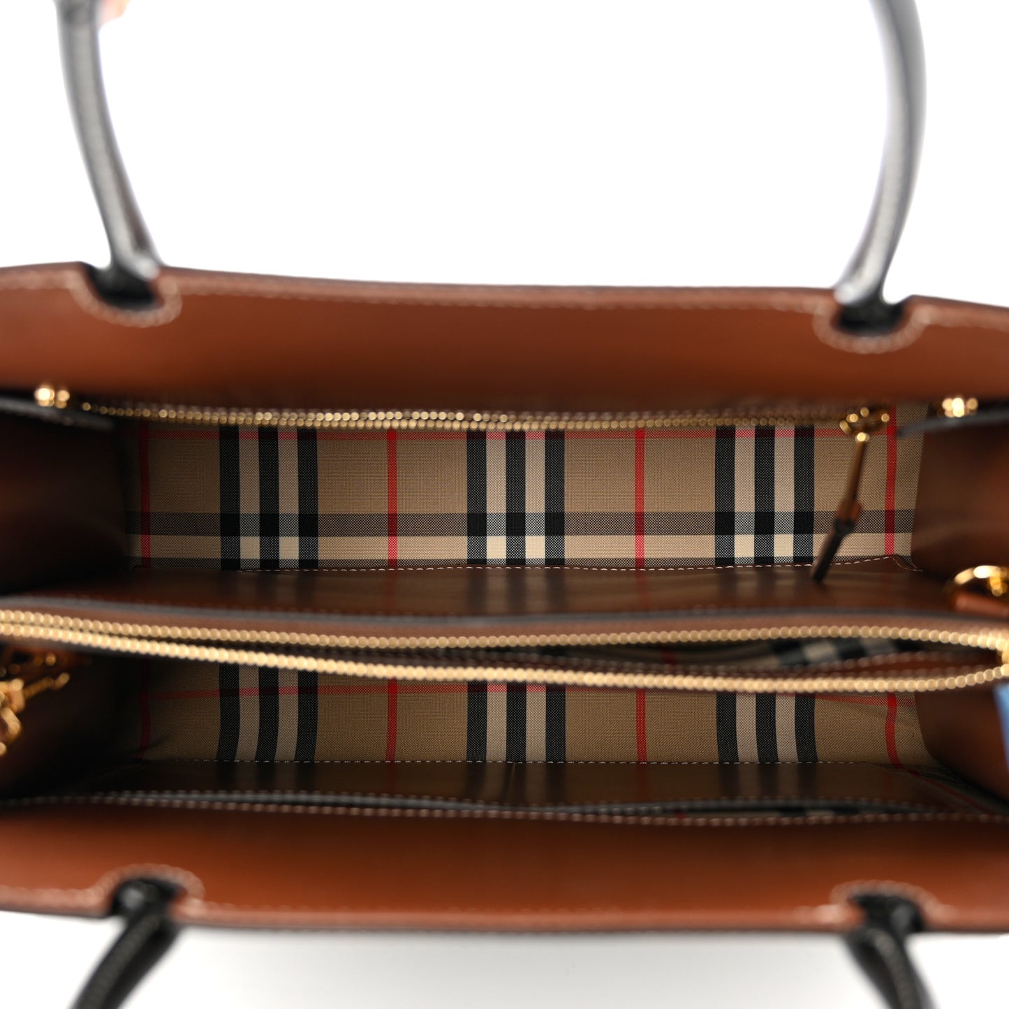 Calfskin Vintage Check Medium Two Handle Title Bag Black