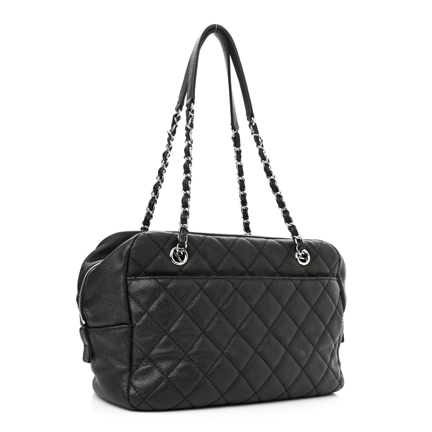 Caviar Quilted Travel Flap Tote Black