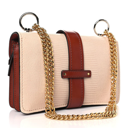 Chloe Calfskin Crocodile Embossed Aby Chain Shoulder Bag Pink Red 3 of 8