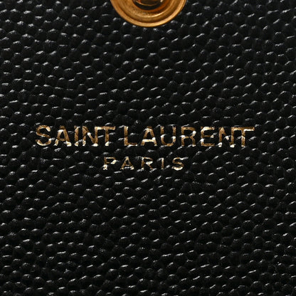 Saint Laurent Grain De Poudre Matelasse Chevron Monogram Flap Wallet Black 6 of 7