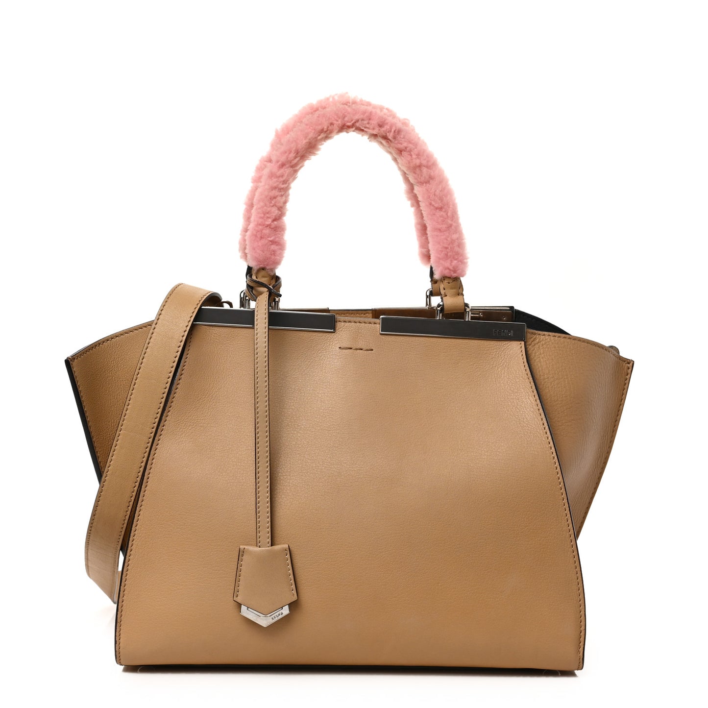 Calfskin Shearling Petite 3Jours Tote Tan