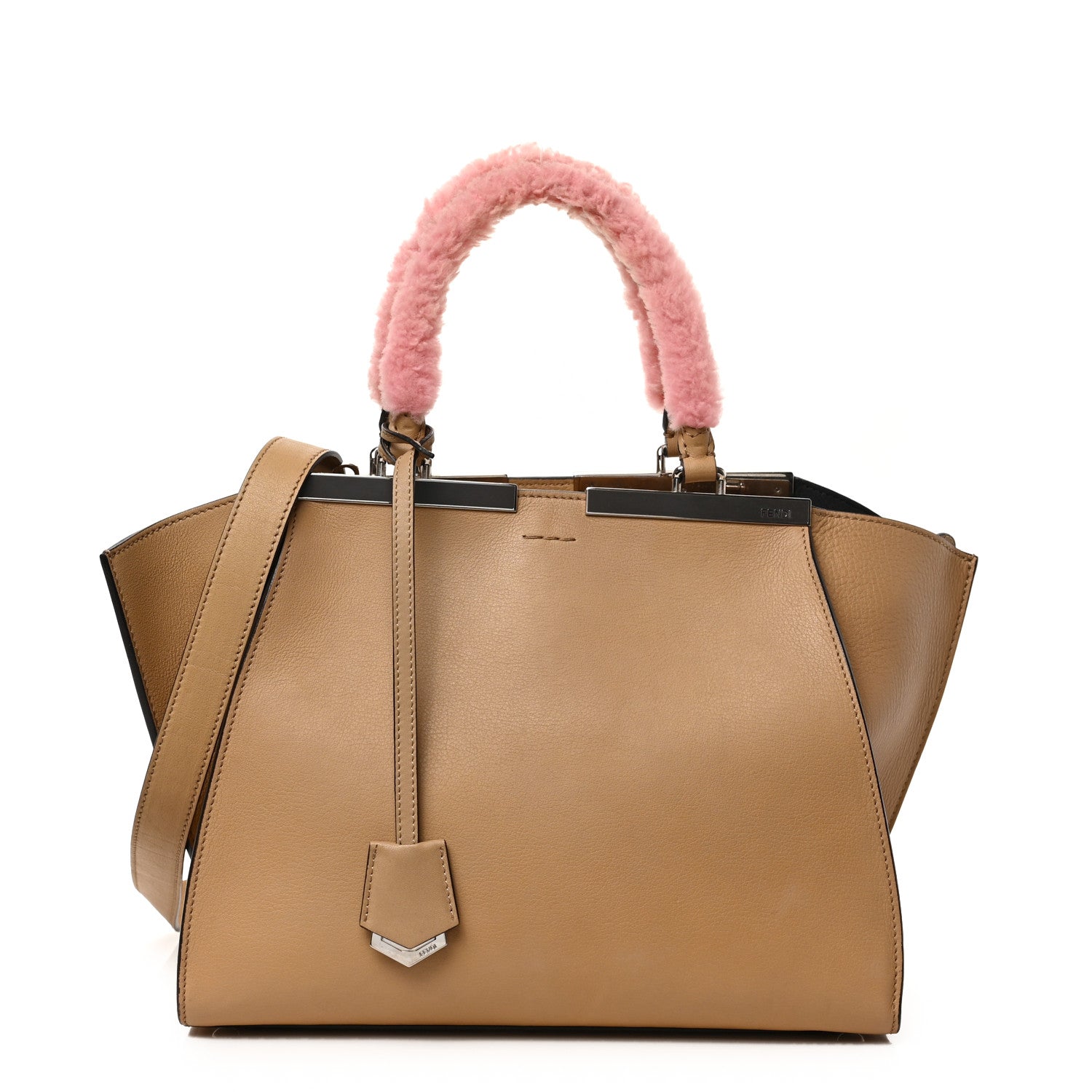 Fendi Calfskin Shearling Petite 3Jours Tote Tan 1 of 9