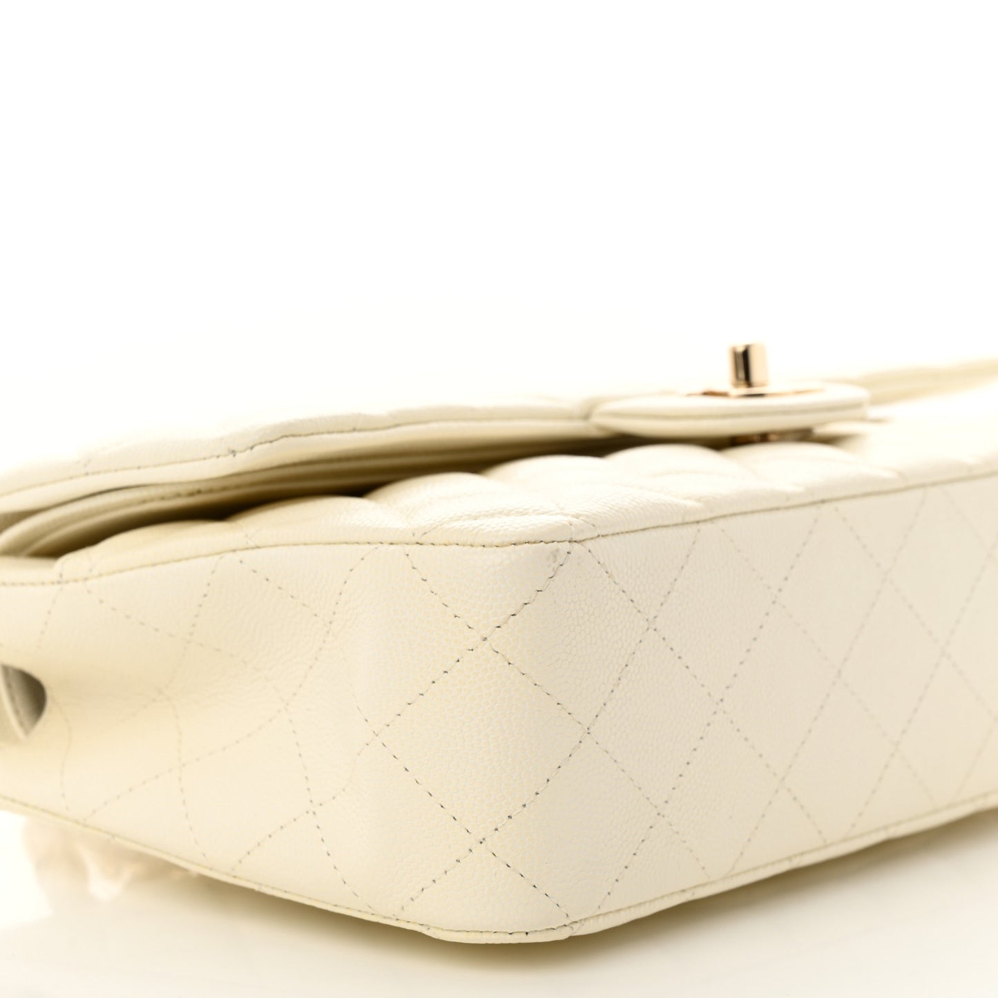 Caviar Quilted Medium Double Flap White