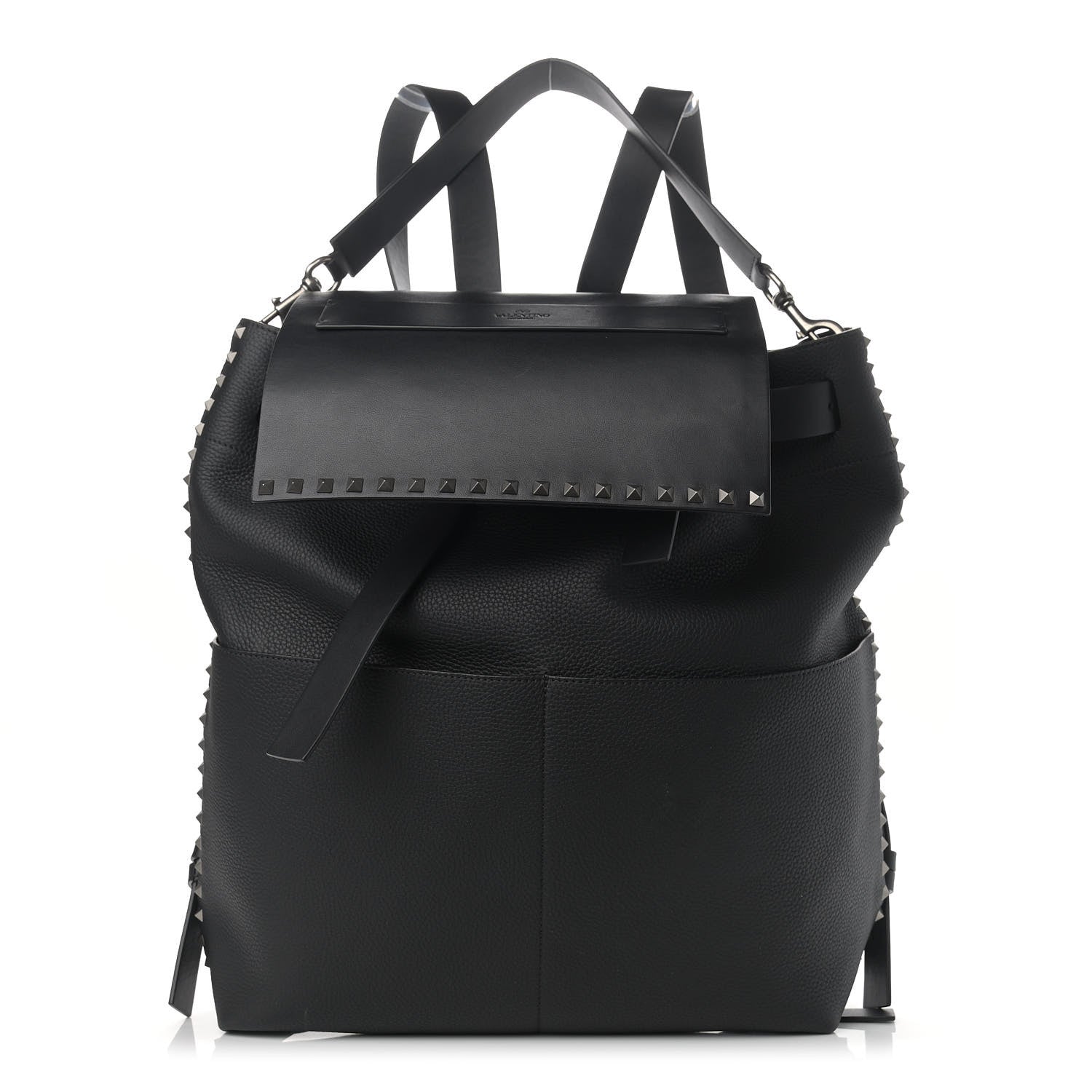 Valentino Garavani Grained Calfskin Rockstud Backpack Black 1 of 15