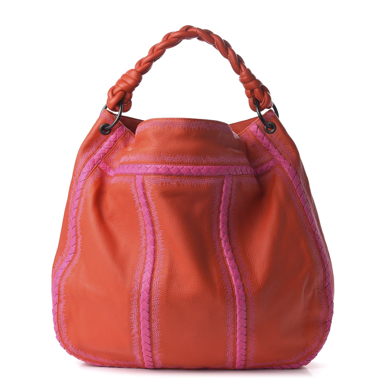 Bottega Veneta Washed Cervo Deerskin Braided Hobo Fire Shock 2 of 9