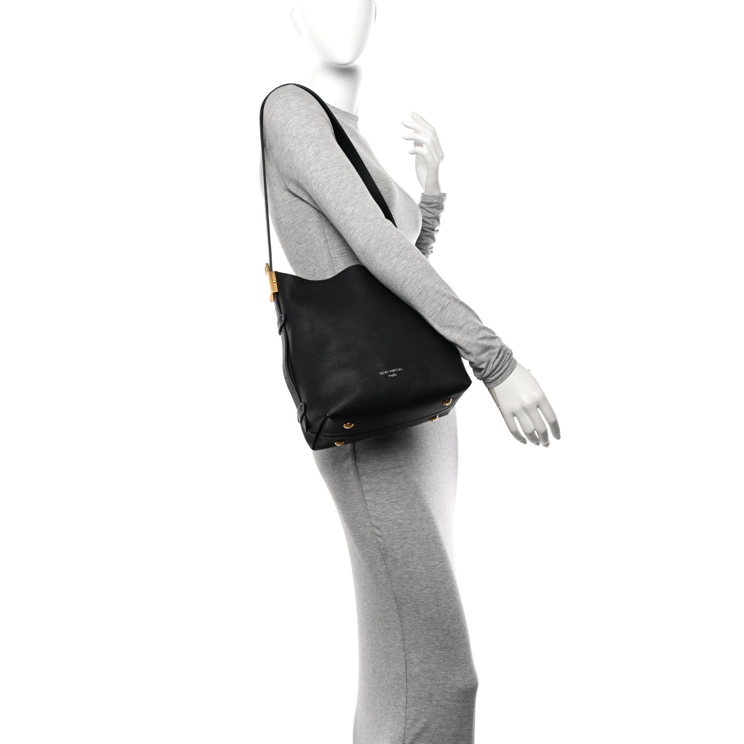 Louis Vuitton Grained Calfskin Low Key Hobo PM Black 2 of 11