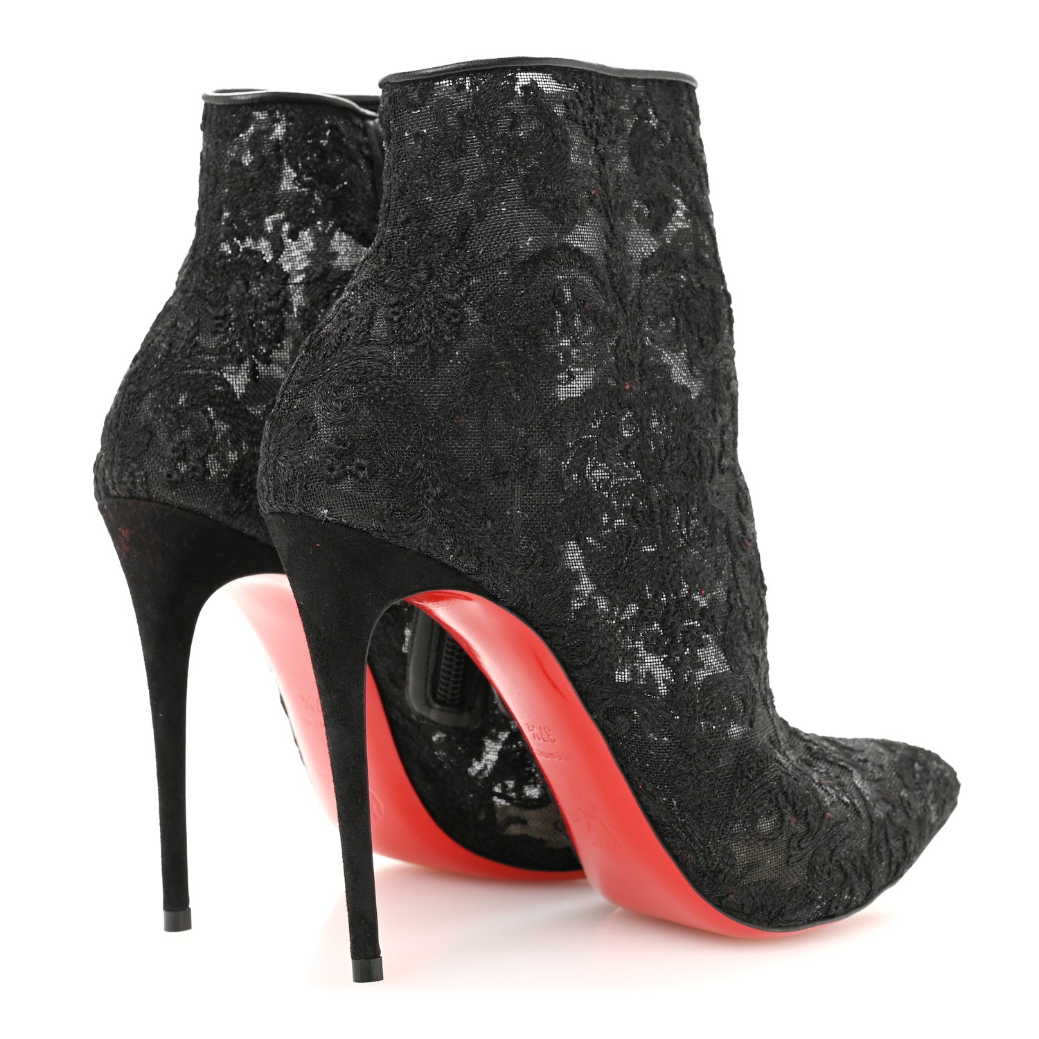 Christian Louboutin Lace Lurex Specchio Gipsybootie 100 Ankle Boots 37.5 Black 5 of 10