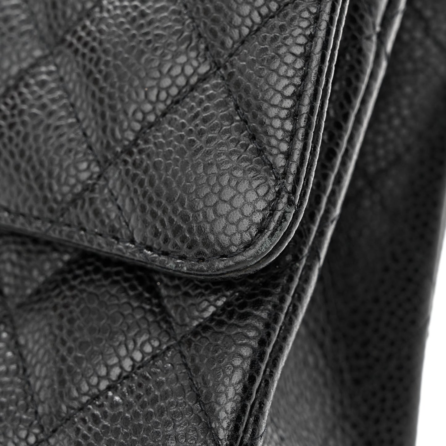 Caviar Quilted Medium Double Flap Black