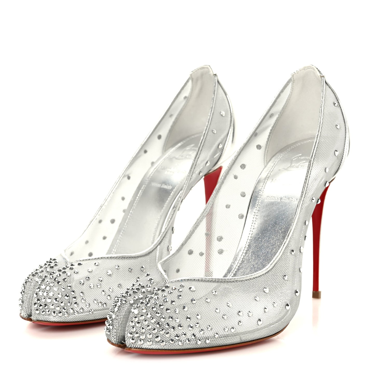 X MAISON MARGIELA Rete Glitter Specchio Bridiela Una Strass Tabi Pumps 39.5 Silver