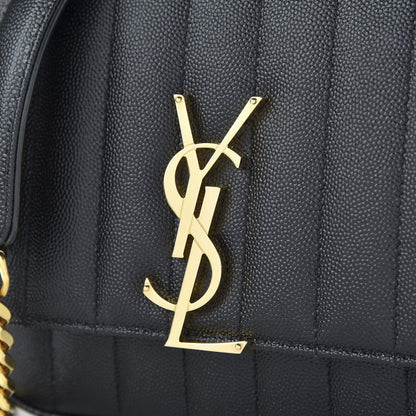 Saint Laurent Grain De Poudre Matelasse Monogram Small Vicky Chain Bag Black 10 of 10