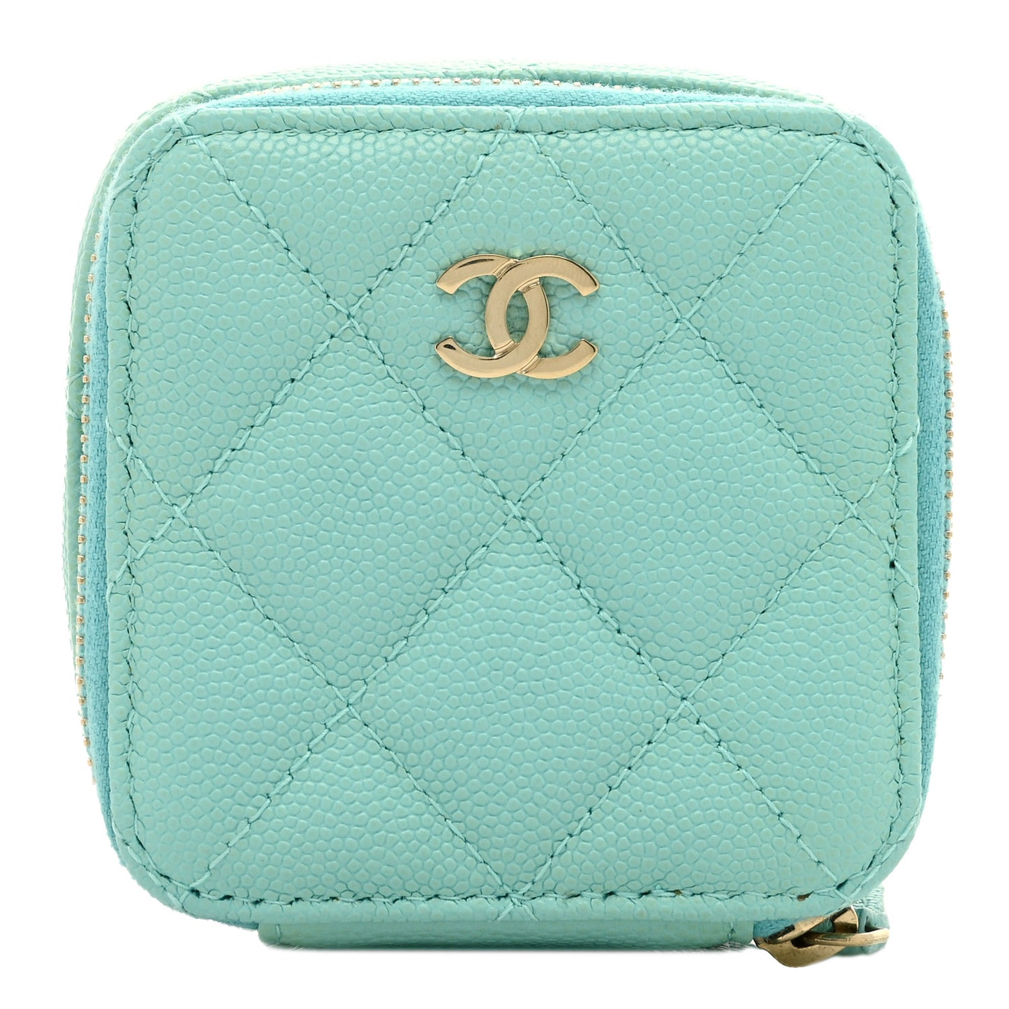 Caviar Quilted Jewelry Travel Case Blue