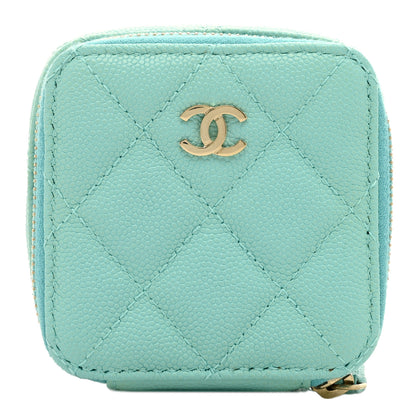 Chanel Caviar Quilted Jewelry Travel Case Blue 1 of 5