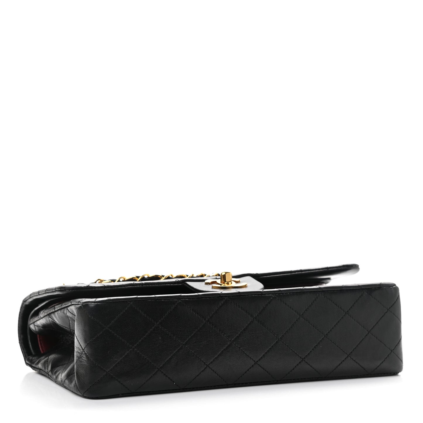 Lambskin Quilted Medium Double Flap Black