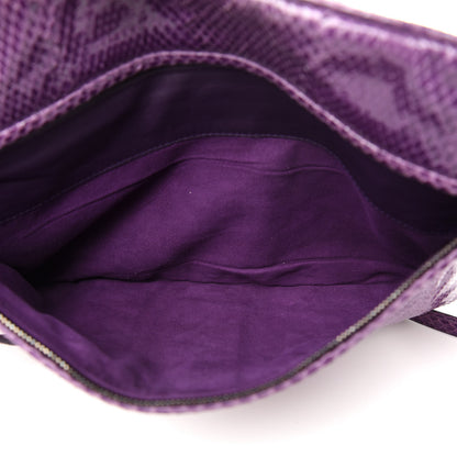 Bottega Veneta Ayers Snakeskin Flat Clutch Crossbody Purple 6 of 11