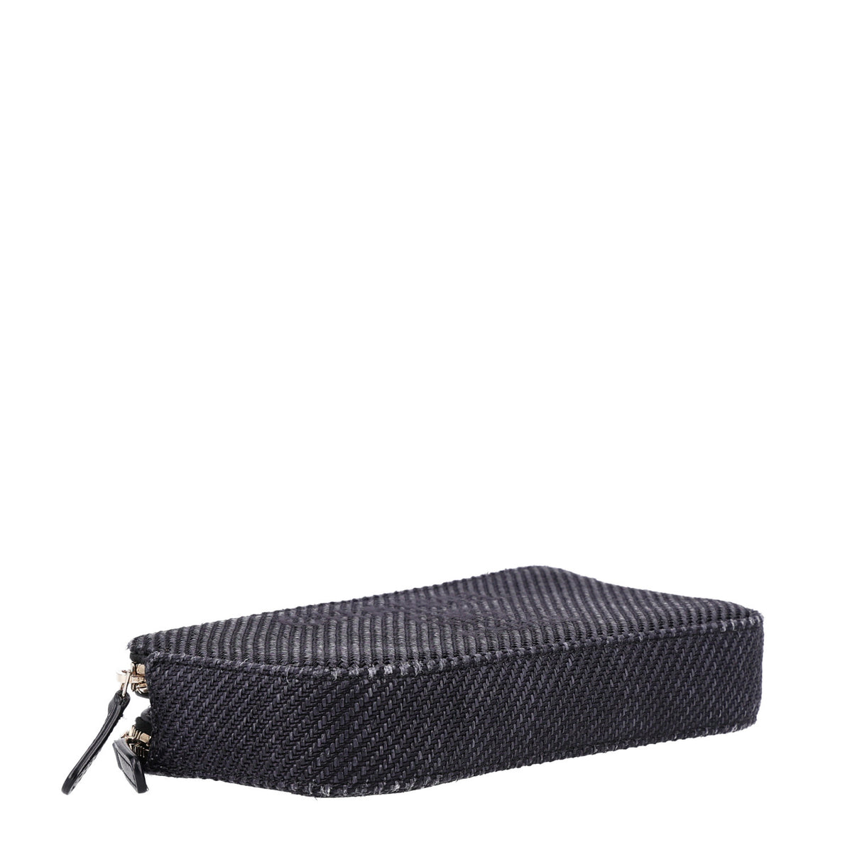 Lurex Straw Small Deauville Clutch With Chain Black