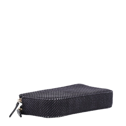 Chanel Lurex Straw Small Deauville Clutch With Chain Black 4 of 11