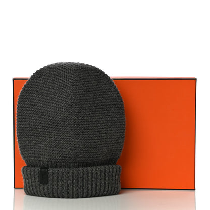 Hermes Cashmere Knit Boston Beanie Hat L Gris Chine 7 of 7