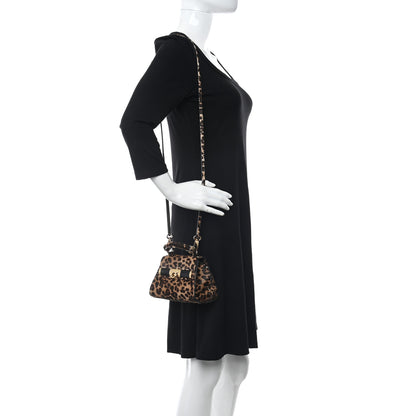 Salvatore Ferragamo Pony Hair Leopard Print Sofia Satchel Brown 2 of 9
