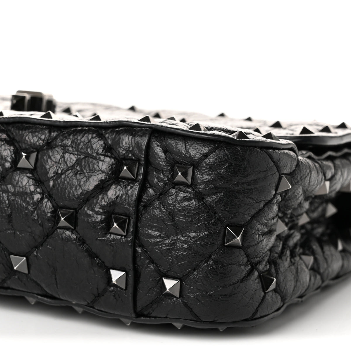 Valentino Garavani Craquele Nappa Small Rockstud Spike Shoulder Bag Black 9 of 9