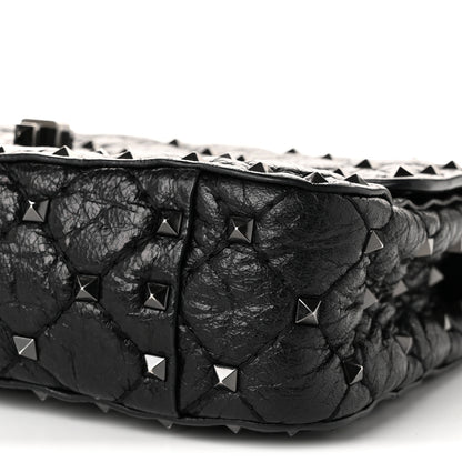 Valentino Garavani Craquele Nappa Small Rockstud Spike Shoulder Bag Black 9 of 9