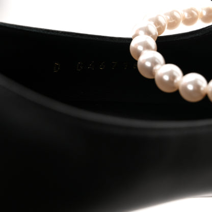 Chanel Shiny Lambskin Pearl Cap Toe Ankle Chain Ballerina Flats 38 Black 9 of 9