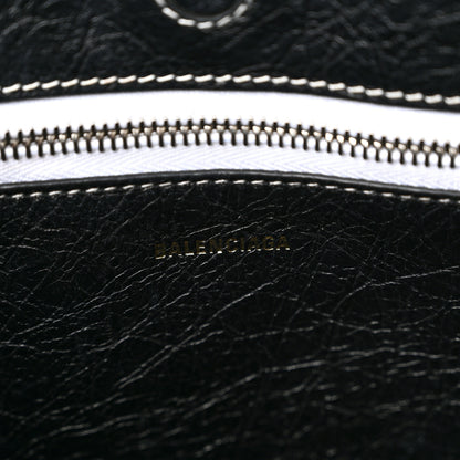 Balenciaga Agneau Arena Striped Patchwork Small Barbes East West Shopper Black White 5 of 9