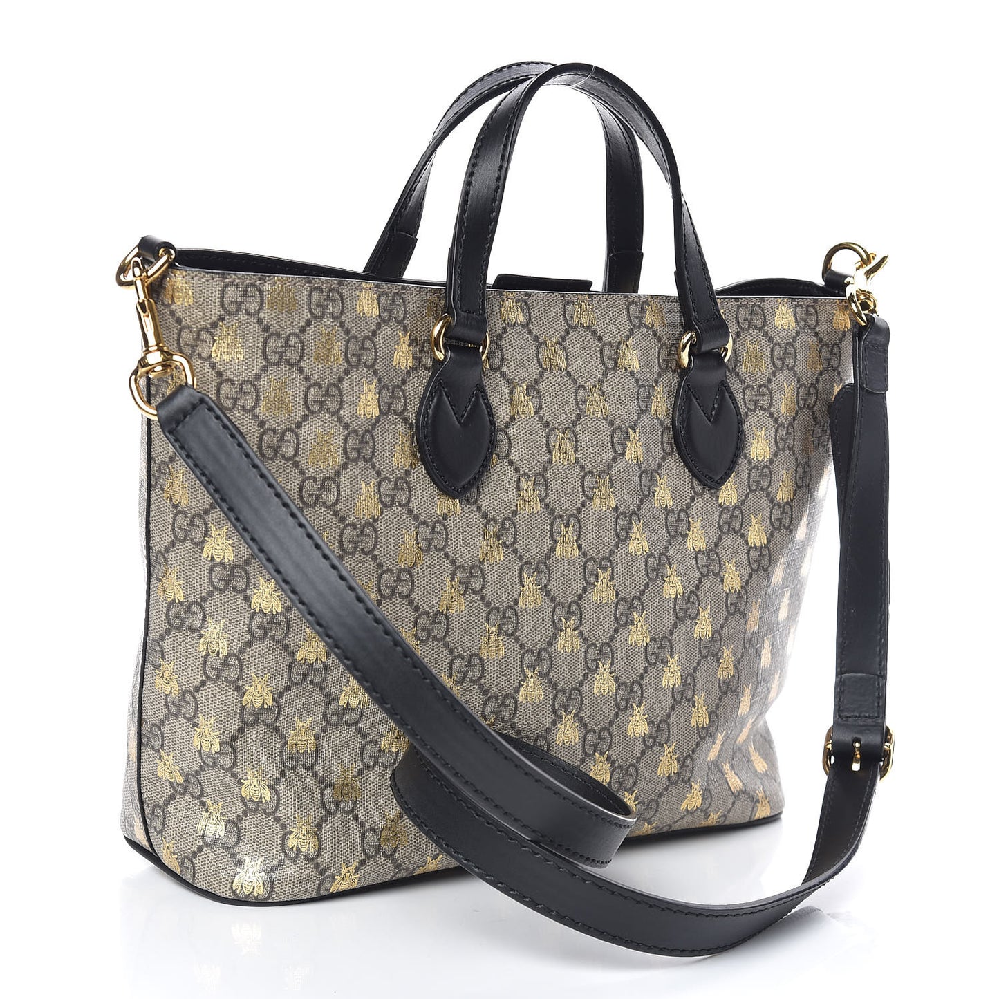 Soft GG Supreme Monogram Bees Small Crossbody Tote Beige Oro Black