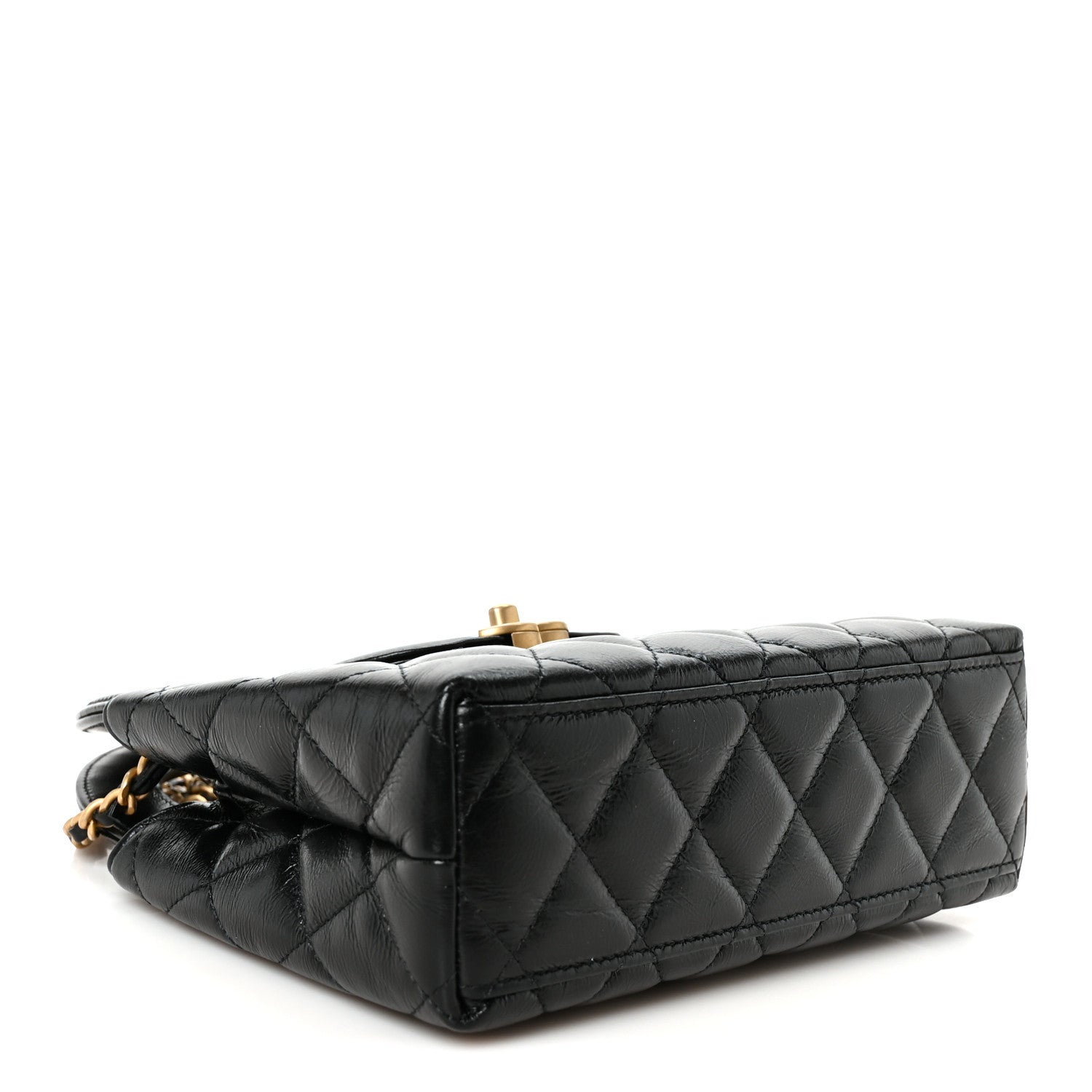 Chanel Shiny Aged Calfskin Quilted Nano Kelly Shopper Black 3 of 9
