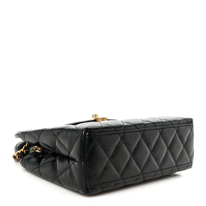 Chanel Shiny Aged Calfskin Quilted Nano Kelly Shopper Black 3 of 9