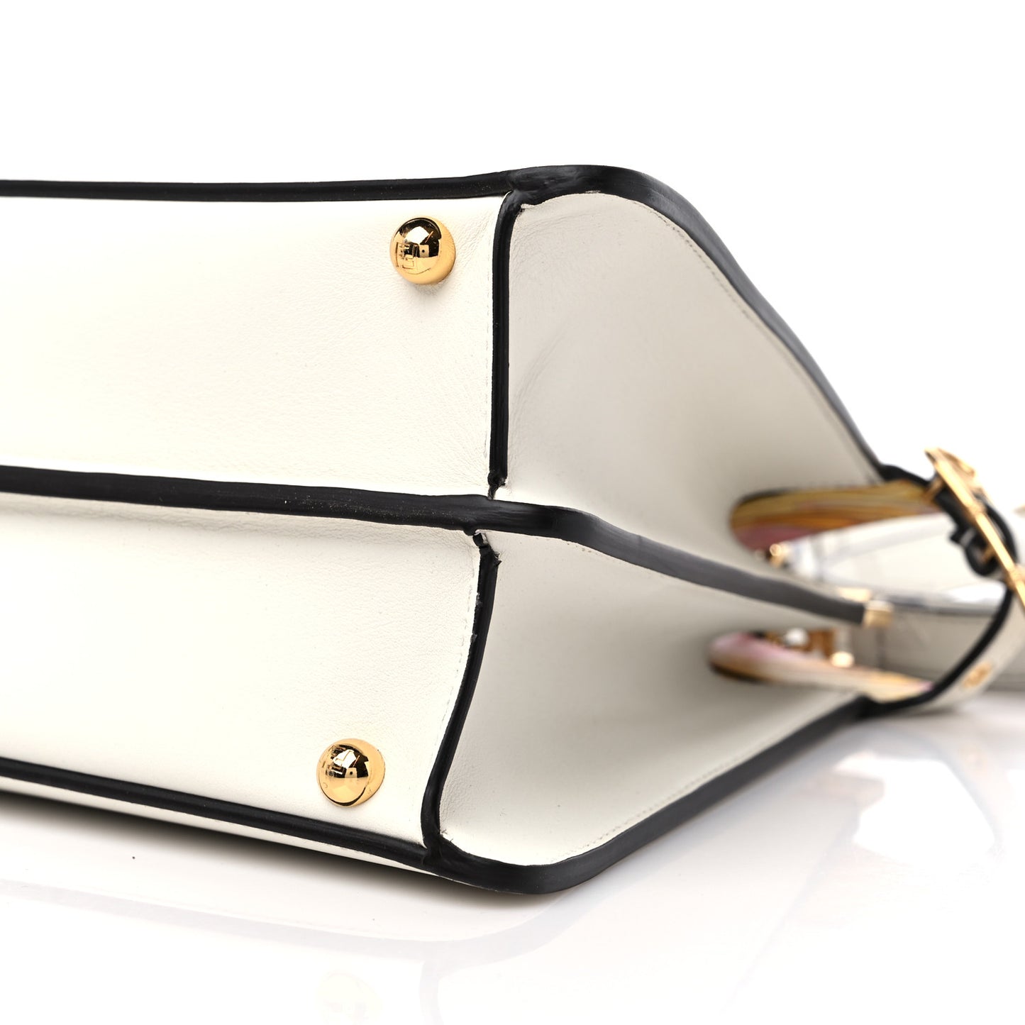 X VERSACE Vitello Seta Nappa Fendace FF Baroque Medium Peekaboo I SEE U Satchel White Ice