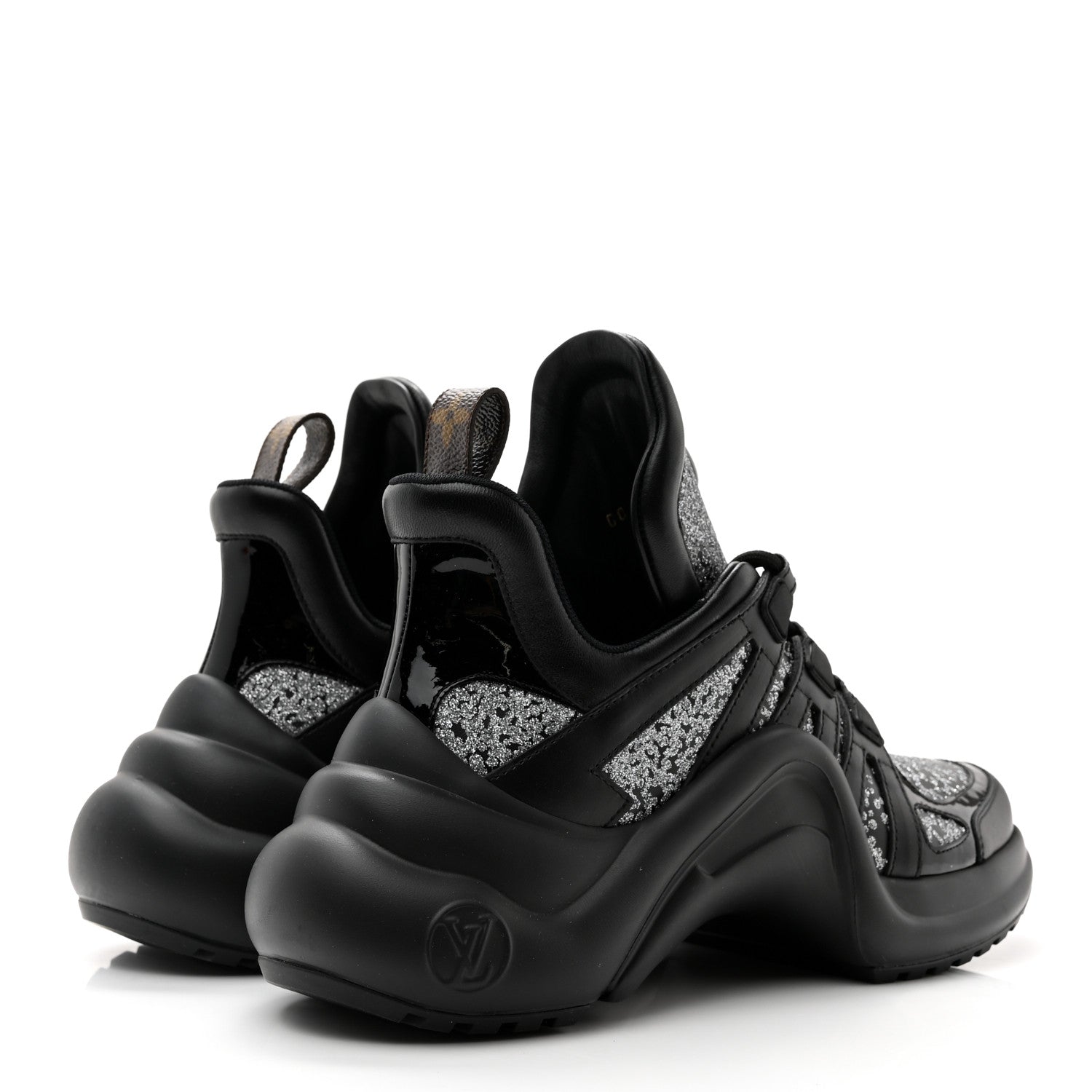 Louis Vuitton Calfskin Glitter LV Archlight Sneaker 38 Black 4 of 9