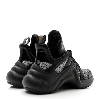 Louis Vuitton Calfskin Glitter LV Archlight Sneaker 38 Black 4 of 9