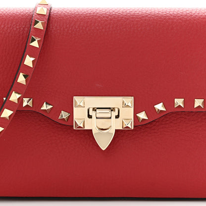 Valentino Garavani Pebbled Calfskin Medium Rockstud Flip Lock Crossbody Bag Red 7 of 9