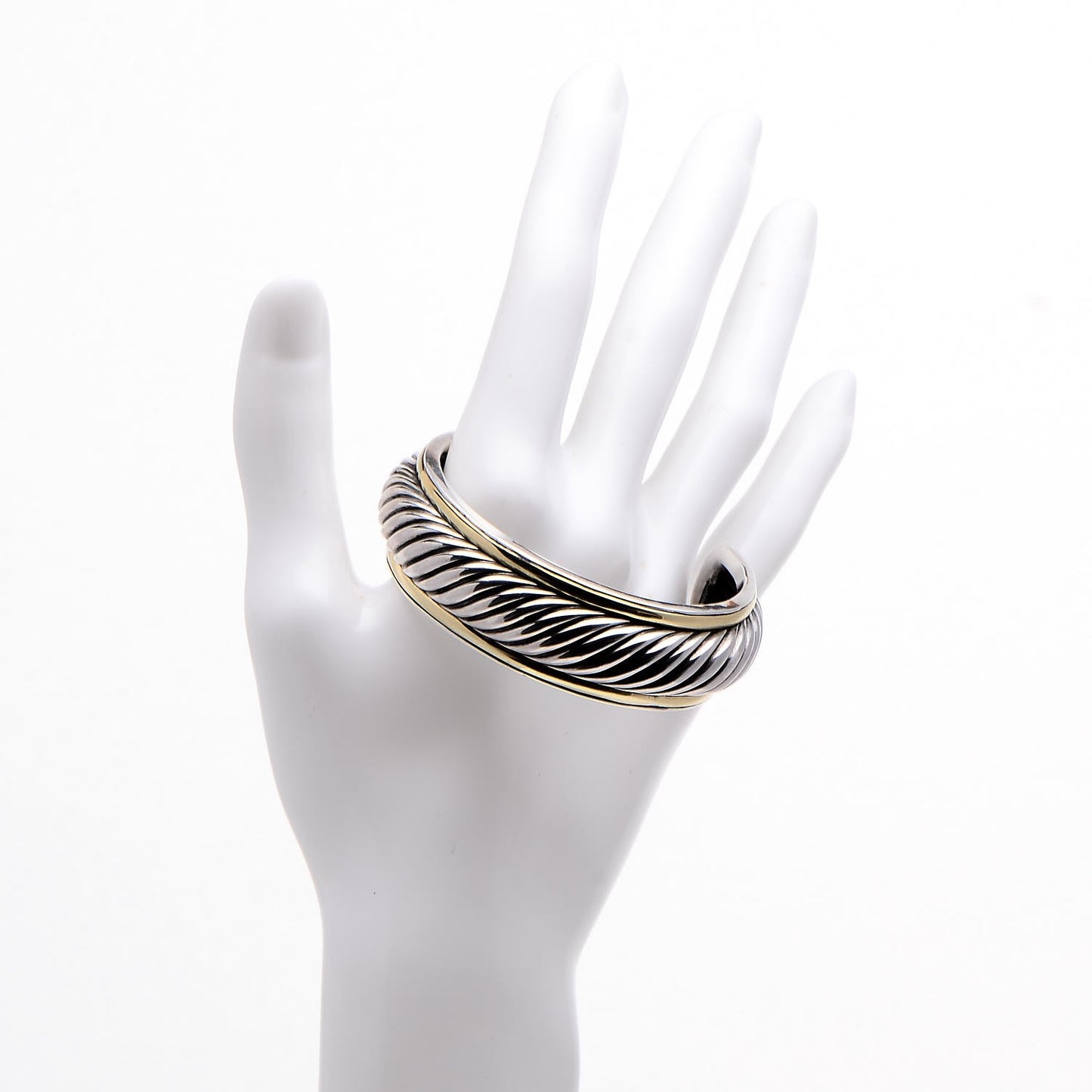 Sterling Silver 18K Yellow Gold Sculpted Cable Cuff Bracelet